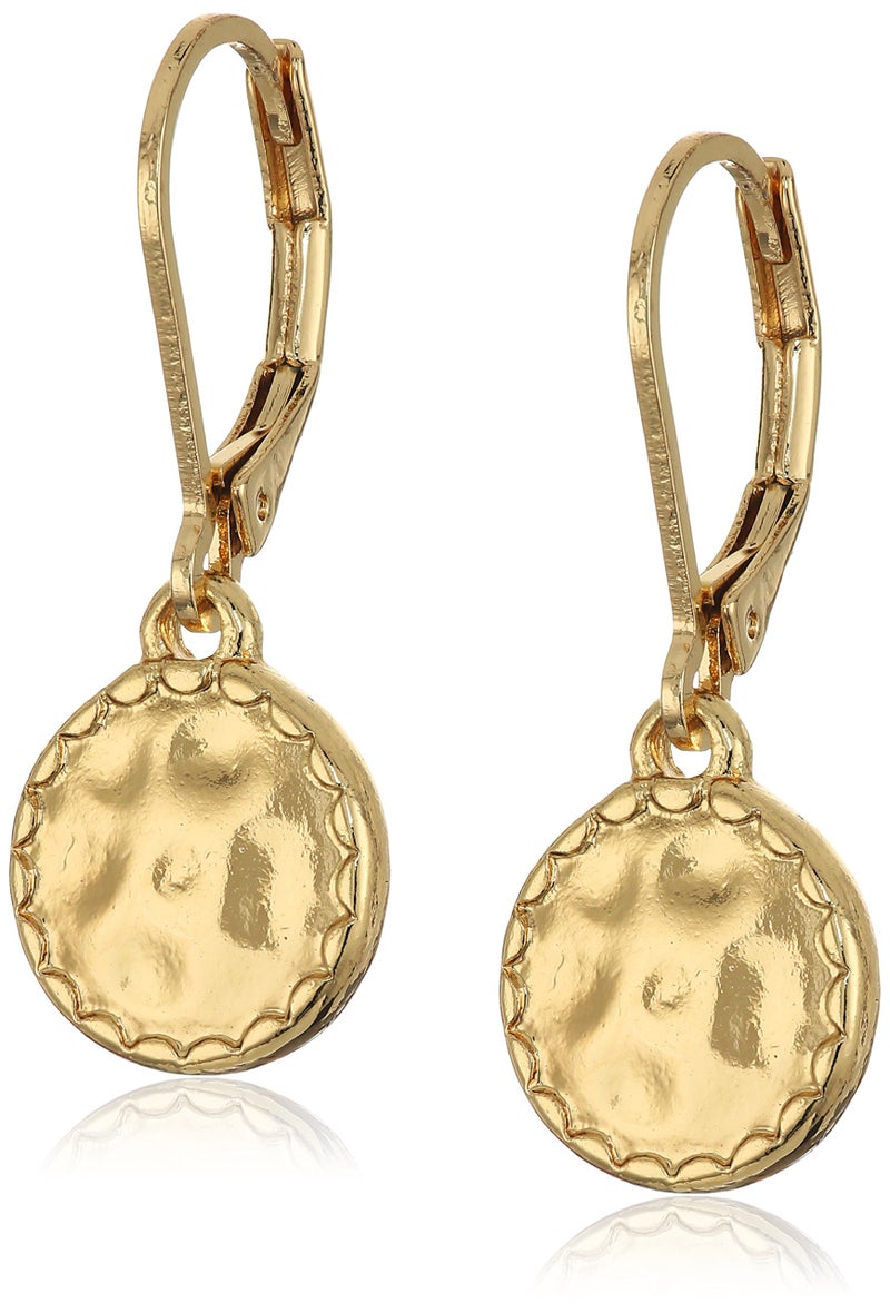 Napier Classics Goldtone Hammered Disk Drop Earrings - Image 1